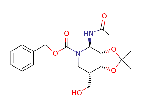 (-)-(2R,3S,4R,5S)-2-acetamido-N-(benzyloxycarbonyl)-5-(hydroxymethyl)-3,4-O-isopropylidene-3,4-piperidinediol