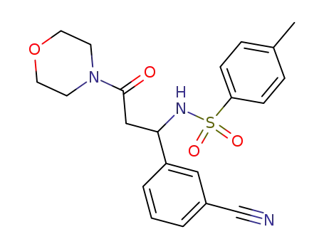 Molecular Structure of 80972-14-1 (Morpholine,
4-[3-(3-cyanophenyl)-3-[[(4-methylphenyl)sulfonyl]amino]-1-oxopropyl]-)