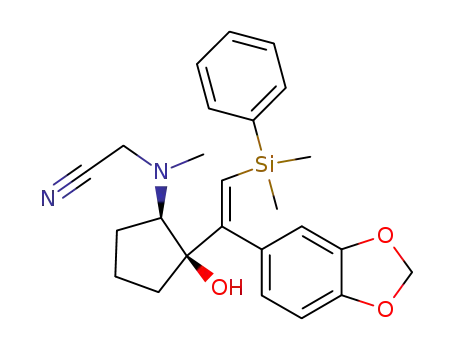 ({(1R,2R)-2-[(E)-1-Benzo[1,3]dioxol-5-yl-2-(dimethyl-phenyl-silanyl)-vinyl]-2-hydroxy-cyclopentyl}-methyl-amino)-acetonitrile