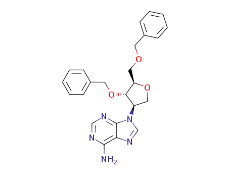 Molecular Structure of 151825-72-8 ((2R)-2-C-(adenin-9-yl)-1,4-anhydro-3,5-di-O-benzyl-2-deoxy-D-arabitol)
