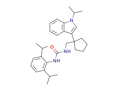 Molecular Structure of 145131-28-8 (1-[2,6-bis(1-methylethyl)phenyl]-3-({1-[1-(1-methylethyl)-1H-indol-3-yl]cyclopentyl}methyl)urea)