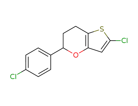 Molecular Structure of 96381-55-4 (5H-Thieno[3,2-b]pyran, 2-chloro-5-(4-chlorophenyl)-6,7-dihydro-)