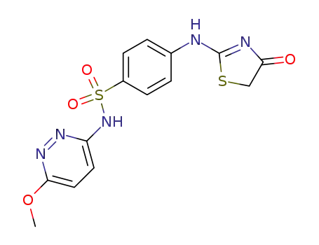 Molecular Structure of 80945-45-5 (2-<4-sulphonamido-N<sup>1</sup>-(6-methoxy-3-pyridazinyl)phenyl>amino-Δ<sup>2</sup>-thiazolin-4-one)