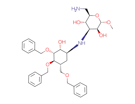 (2R,3S,4S,5S,6S)-2-Aminomethyl-4-((1S,2R,3R,4R,5R)-3,4-bis-benzyloxy-5-benzyloxymethyl-2-hydroxy-cyclohexylamino)-6-methoxy-tetrahydro-pyran-3,5-diol