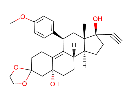 3,3-ethylenedioxy-5α,17β-dihydroxy-11β-[4-(methoxy)phenyl]-19-nor-17α-pregn-9-ene-21-ethyne