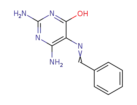 Molecular Structure of 25477-74-1 (2,6-diamino-5-{[(E)-phenylmethylidene]amino}pyrimidin-4(1H)-one)