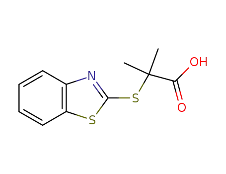 Molecular Structure of 65937-38-4 (Propanoic acid, 2-(2-benzothiazolylthio)-2-methyl-)