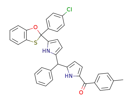 Molecular Structure of 171523-05-0 (1-(p-methylbenzoyl)-5-phenyl-9-<2-(p-chlorophenyl)-1,3-benzoxathiolyl>dipyrromethane)