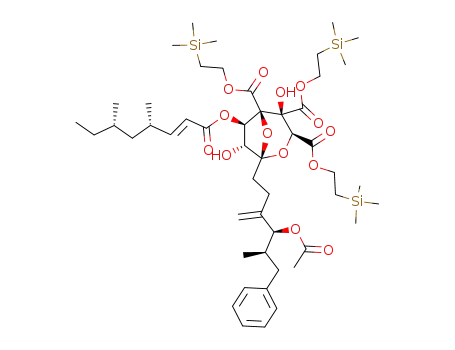 (1S,3S,4S,5R,6R,7R)-1-((4S,5R)-4-Acetoxy-5-methyl-3-methylene-6-phenyl-hexyl)-6-((E)-(4S,6S)-4,6-dimethyl-oct-2-enoyloxy)-4,7-dihydroxy-2,8-dioxa-bicyclo[3.2.1]octane-3,4,5-tricarboxylic acid tris-(2-trimethylsilanyl-ethyl) ester