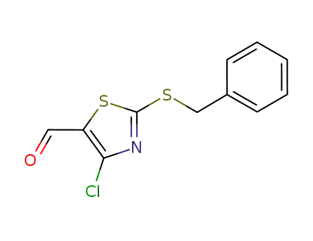 Molecular Structure of 918131-29-0 (5-Thiazolecarboxaldehyde, 4-chloro-2-[(phenylmethyl)thio]-)