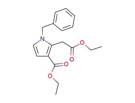 Molecular Structure of 75938-37-3 (1H-Pyrrole-2-acetic acid, 3-(ethoxycarbonyl)-1-(phenylmethyl)-, ethyl
ester)