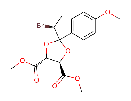 Molecular Structure of 100791-83-1 (Dimethyl (4R,5R)-2-[(S)-1-bromoethyl]-2-(4-methoxyphenyl)-1,3-dioxolane-4,5-dicarboxylate)