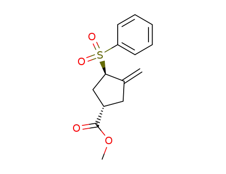 Molecular Structure of 121389-07-9 (methyl (-)-(1R,3S)-1-benzenesulfonyl-5-methylenecyclopentane-3-carboxylate)