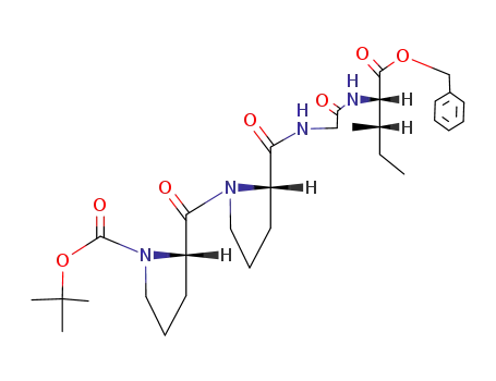 Molecular Structure of 90315-56-3 (L-Isoleucine,
N-[N-[1-[1-[(1,1-dimethylethoxy)carbonyl]-L-prolyl]-L-prolyl]glycyl]-,
phenylmethyl ester)