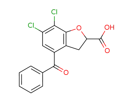 Molecular Structure of 113730-47-5 (2-Benzofurancarboxylic acid, 4-benzoyl-6,7-dichloro-2,3-dihydro-)