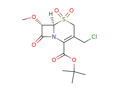 Molecular Structure of 95672-05-2 (1,1-dimethylethyl 3-(chloromethyl)-7α-methoxy-8-oxo-5-thia-1-azabicyclo<4.2.0>oct-2-ene-2-carboxylate 5,5-dioxide)