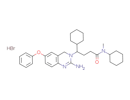Molecular Structure of 876761-22-7 (3(4H)-QuinazolinebutanaMide, 2-aMino-N,g-dicyclohexyl-N-Methyl-6-phenoxy-, (hydrobroMide) (1:1), (gS)- , (HBr salt))