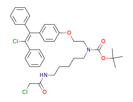 (E)-1-<4-<<3-aza-8-(chloroacetamido)-3-(tert-butyloxycarbonyl)octamethylene>oxy>phenyl>-2-chloro-1,2-diphenylethylene