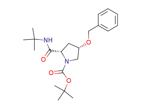 Molecular Structure of 148983-10-2 (4(S)-Benzyloxy-N-tert-butyl-1-(tert-butyloxycarbonyl) pyrrolidine-2(S)-carboxamide)