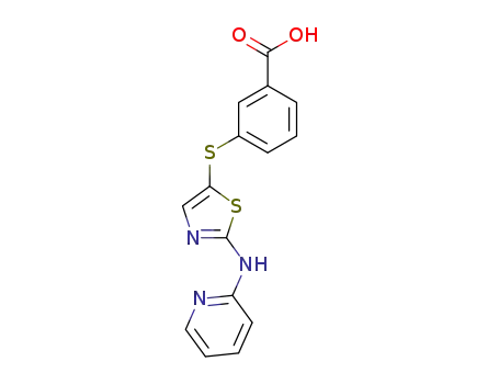Molecular Structure of 439579-07-4 (3-[2-(pyridin-2-ylamino)-thiazol-5-ylsulfanyl]-benzoic acid)