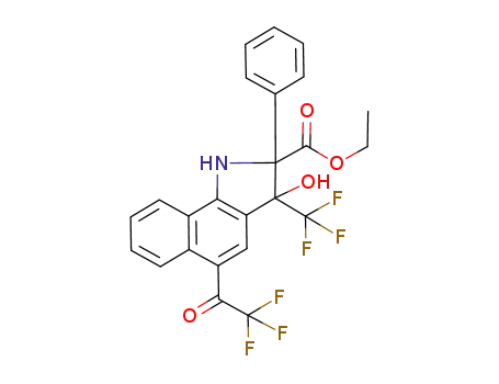 Molecular Structure of 126045-93-0 (3-Hydroxy-2-phenyl-5-(2,2,2-trifluoro-acetyl)-3-trifluoromethyl-2,3-dihydro-1H-benzo[g]indole-2-carboxylic acid ethyl ester)
