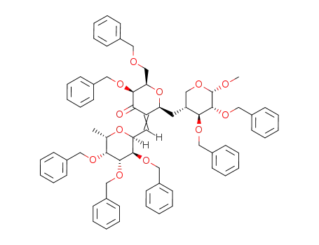 (2R,3S,6S)-3-Benzyloxy-2-benzyloxymethyl-6-((3R,4S,5R,6S)-4,5-bis-benzyloxy-6-methoxy-tetrahydro-pyran-3-ylmethyl)-5-[1-((2S,3R,4R,5R,6S)-3,4,5-tris-benzyloxy-6-methyl-tetrahydro-pyran-2-yl)-meth-(Z)-ylidene]-tetrahydro-pyran-4-one