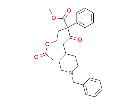 Molecular Structure of 141764-58-1 (4-Piperidinebutanoic acid,
a-[2-(acetyloxy)ethyl]-b-oxo-a-phenyl-1-(phenylmethyl)-, methyl ester)