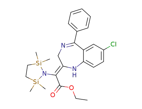 α-(7-chloro-1,3-dihydro-5-phenyl-2H-1,4-benzodiazepin-2-ylidene)-2,2,5,5-tetramethyl-1-aza-2,5-disilacyclopentane-1-acetic acid ethyl ester