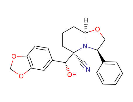 (3R,5S,8aR)-5-((R)-Benzo[1,3]dioxol-5-yl-hydroxy-methyl)-3-phenyl-hexahydro-oxazolo[3,2-a]pyridine-5-carbonitrile