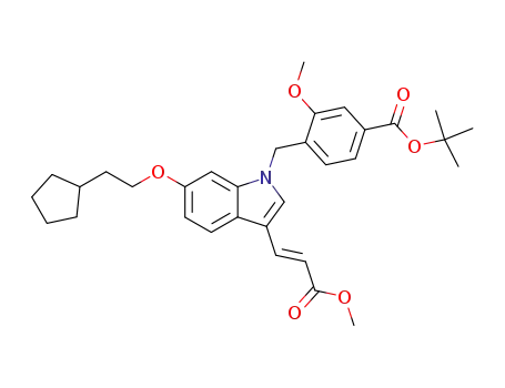 tert-butyl (E)-4-<<6-(2-cyclopentylethoxy)-3-<2-(methoxycarbonyl)ethylidenyl>indol-1-yl>methyl>-3-methoxybenzoate