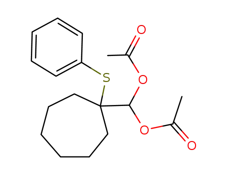 Molecular Structure of 139058-75-6 (Methanediol, [1-(phenylthio)cycloheptyl]-, diacetate)