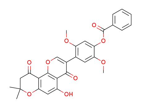 3-(4-benzoyloxy-2,5-dimethoxyphenyl)-8,9-dihydro-5-hydroxy-8,8-dimethyl-4H,10H-benzo<1,2-b:3,4-b'>dipyran-4,10-dione