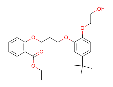 Molecular Structure of 93622-44-7 (Benzoic acid,
2-[3-[5-(1,1-dimethylethyl)-2-(2-hydroxyethoxy)phenoxy]propoxy]-, ethyl
ester)