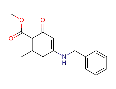Molecular Structure of 149221-05-6 (methyl 4-(benzylamino)-6-methyl-2-oxocyclohex-3-en-1-oate)