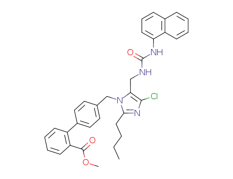 Molecular Structure of 124750-41-0 (2-butyl-1-<(2'-carbomethoxybiphenyl-4-yl)methyl>-4-chloro-5-<<<(1-naphthylamino)carbonyl>amino>methyl>imidazole)