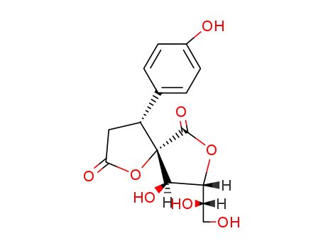 Molecular Structure of 30358-74-8 ((4S,5S)-8α-[(S)-1,2-Dihydroxyethyl]-9β-hydroxy-4-(4-hydroxyphenyl)-1,7-dioxaspiro[4.4]nonane-2,6-dione)
