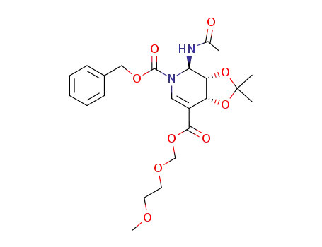 (+)-(4R,5S,6R)-6-acetamido-N-(benzyloxycarbonyl)-2,3-didehydro-4,5-(isopropylidenedioxy)-3-piperidinecarboxylic acid methoxyethoxymethyl ester