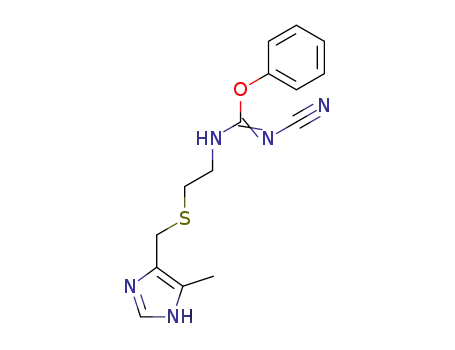Molecular Structure of 110821-25-5 (Carbamimidic acid,
N-cyano-N'-[2-[[(5-methyl-1H-imidazol-4-yl)methyl]thio]ethyl]-, phenyl
ester)
