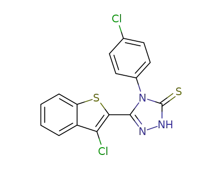Molecular Structure of 140181-78-8 (3H-1,2,4-Triazole-3-thione,
5-(3-chlorobenzo[b]thien-2-yl)-4-(4-chlorophenyl)-2,4-dihydro-)