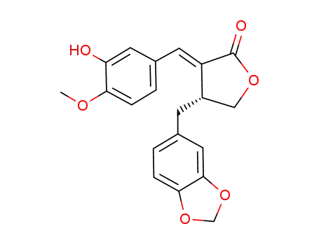 2(3H)-Furanone,4-(1,3-benzodioxol-5-ylmethyl)dihydro-3-[(3-hydroxy-4-methoxyphenyl)methylene]-,(3E,4R)-