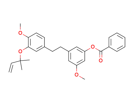 Molecular Structure of 76735-50-7 (Benzoic acid 3-{2-[3-(1,1-dimethyl-allyloxy)-4-methoxy-phenyl]-ethyl}-5-methoxy-phenyl ester)