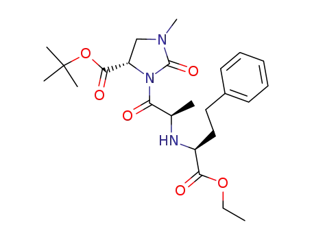 Molecular Structure of 117605-22-8 ((S)-3-[(R)-2-((S)-1-Ethoxycarbonyl-3-phenyl-propylamino)-propionyl]-1-methyl-2-oxo-imidazolidine-4-carboxylic acid tert-butyl ester)