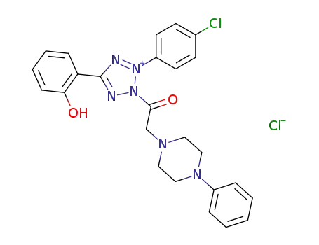 Molecular Structure of 127718-43-8 ((5Z)-3-(4-chlorophenyl)-5-(6-oxocyclohexa-2,4-dien-1-ylidene)-2-[(4-phenylpiperazin-1-yl)acetyl]-2,5-dihydro-1H-tetrazol-3-ium chloride)