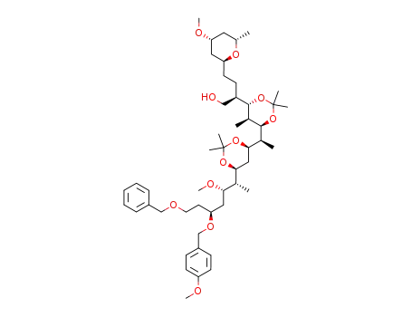 (R)-2-[(4S,5S,6S)-6-((S)-1-{(4R,6S)-6-[(1R,2S,4S)-6-Benzyloxy-2-methoxy-4-(4-methoxy-benzyloxy)-1-methyl-hexyl]-2,2-dimethyl-[1,3]dioxan-4-yl}-ethyl)-2,2,5-trimethyl-[1,3]dioxan-4-yl]-4-((2S,4R,6S)-4-methoxy-6-methyl-tetrahydro-pyran-2-yl)-butan-1-ol