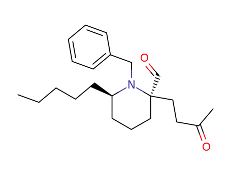 (2R<sup>*</sup>,6S<sup>*</sup>)-1-benzyl-2-(3-oxobutyl)-6-pentylpiperidine-2-carbaldehyde