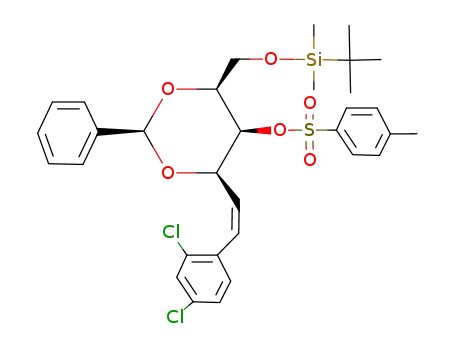 Molecular Structure of 141240-14-4 (Z-2,4-O-Benzylidene-1-O-tert-butyldimethylsilyl-5,6-dideoxy-6-C-(2,4-dichlorophenyl)-3-O-(p-tolylsulfonyl)-D-xylo-hex-5-enitol)