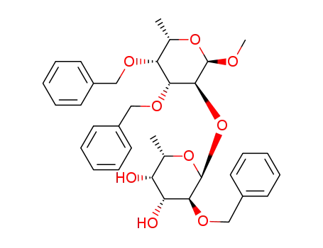 Molecular Structure of 131524-31-7 (methyl 3,4-di-O-benzyl-2-O-<2-O-benzyl-α-L-fucopyranosyl>-α-L-fucopyranoside)