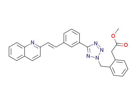 Benzeneacetic acid,
2-[[5-[3-[2-(2-quinolinyl)ethenyl]phenyl]-2H-tetrazol-2-yl]methyl]-, methyl
ester, (E)-