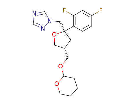 Molecular Structure of 160668-66-6 (1-[(2R,4S)-2-(2,4-Difluoro-phenyl)-4-(tetrahydro-pyran-2-yloxymethyl)-tetrahydro-furan-2-ylmethyl]-1H-[1,2,4]triazole)
