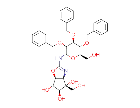 (3aR,4R,5S,6S,6aS)-4-Hydroxymethyl-2-((2S,3R,4S,5R,6R)-3,4,5-tris-benzyloxy-6-hydroxymethyl-tetrahydro-pyran-2-ylamino)-4,5,6,6a-tetrahydro-3aH-cyclopentaoxazole-4,5,6-triol